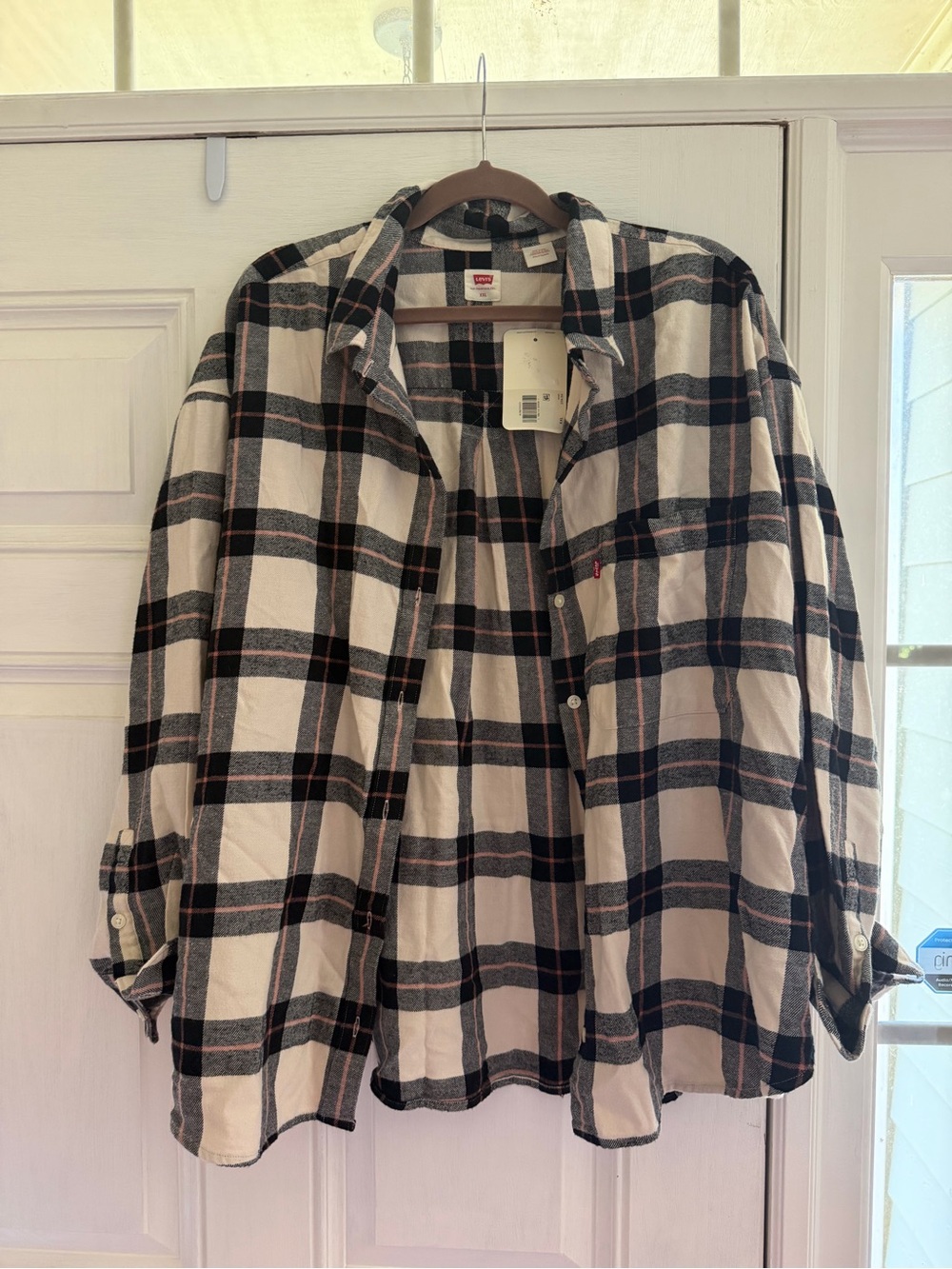 Levi's Oversized Black & White Plaid Button-Up Shirt